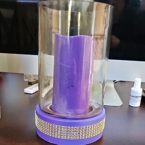 Purple Candle Holder with Glass Cover
